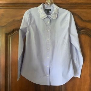 J Crew Perfect Shirt with Eyelet Trim